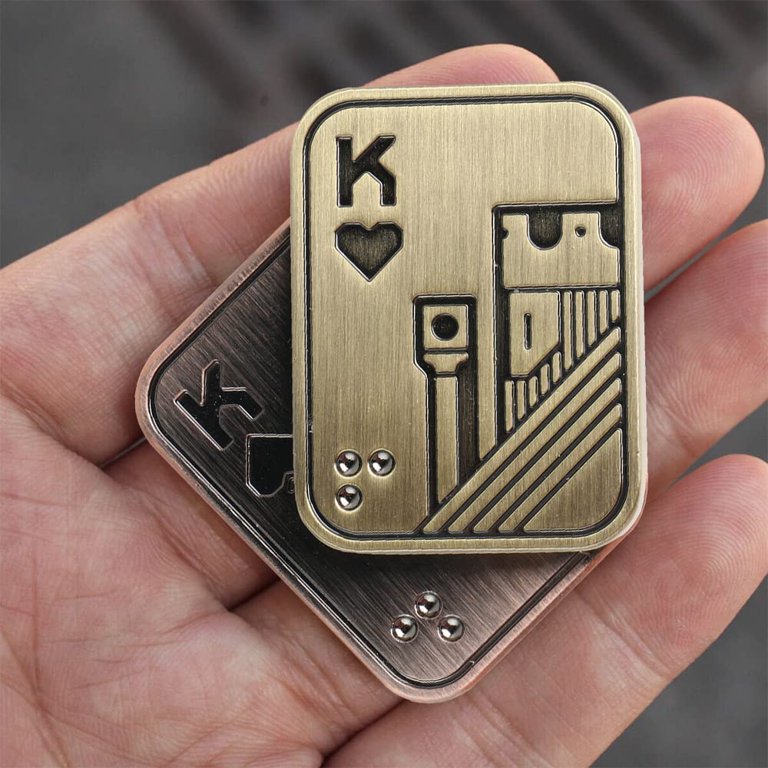 King Ace Fidget Slider Metal Push Slider Stress Relief Toy Anti Stress EDC Top Spinning Poker Toys  Adults Gifts