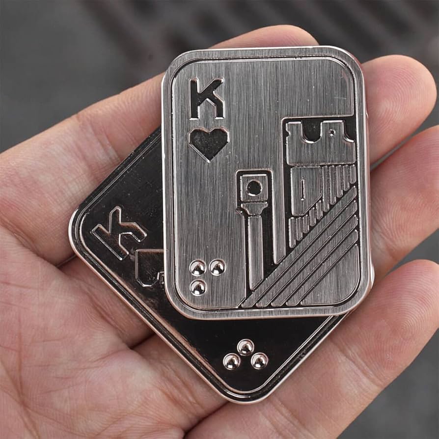 King Ace Fidget Slider Metal Push Slider Stress Relief Toy Anti Stress EDC Top Spinning Poker Toys  Adults Gifts